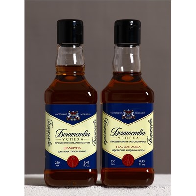 Подарочный набор «Лучшему», гель для душа и шампунь для волос виски, 2×250 мл, Чистое счастье