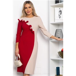Платье Эванесса (красно-бежевое) П12743-35М