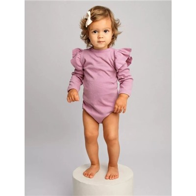 Боди детское с длинным рукавом и рюшами Amarobaby Fashion, рост 68 см, цвет розовый