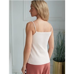 Топ на регулируемых бретелях базовый эластичный из премиального хлопка
