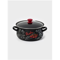 Кастрюля эмалированная «Болоньезе», 4 л, d=26.2 см, с крышкой, чёрная