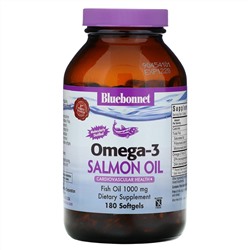 Bluebonnet Nutrition, Натуральный омега-3 жир лосося, 1000 мг, 180 мягких капсул