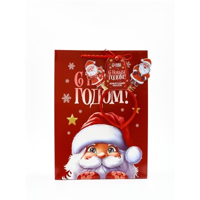 Пакет подарочный «Новогодняя сказка», с ободком, 31×11×40 см