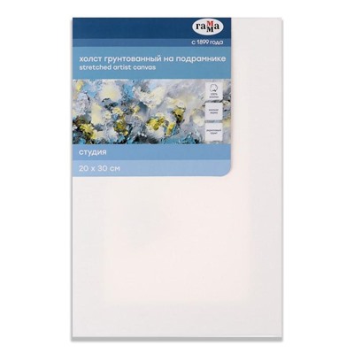 Холст на подрамнике, хлопок 100%, 20×30×1.8 см, акриловый грунт, мелкозернистый, 280 г/м², «Студия»