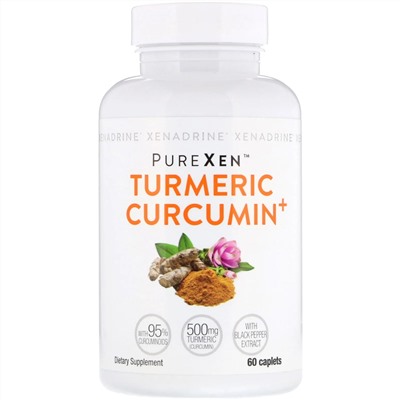 Xenadrine, PureXen, Turmeric Curcumin+, куркумин, 60 капсуловидных таблеток