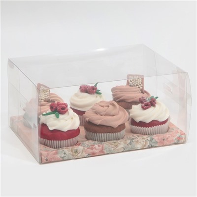 Коробка для капкейка «Новый год: Зимние цветы», 23×16×11.5 см