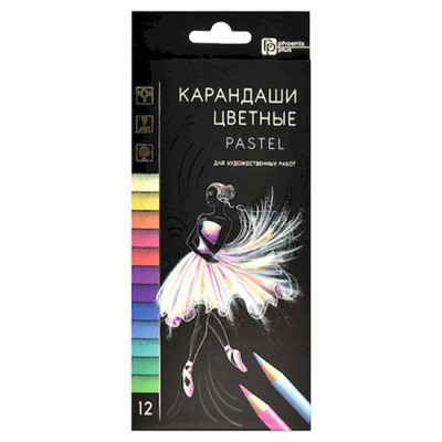 Карандаши для художественных работ 12цв "ПАСТЕЛЬ" 64101 Феникс