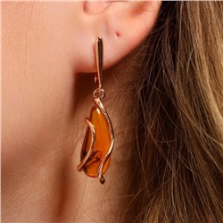Серьги подвески ювелирная бижутерия коллекция "Дубай" покрытие позолота, вставка: искусственный янтарь, арт.314.788
