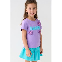 Комплект трикотажный для девочек: фуфайка (футболка), шорты PLAYTODAY, 1243848