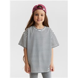 Футболка для девочки KAFTAN «Полоска», белая, чёрная, рост 100 см