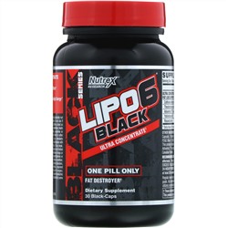 Nutrex Research, Lipo-6 Black, ультраконцентрат, 30 черных капсул