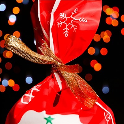 Пакет полиэтиленовый подарочный новогодний, с ушками «Ёлка», 13×22 см