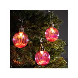 Набор ёлочных шаров «Розовые грани», 3 шт., d=7 см, 3 LED, от батареек AG13×9, свечение тёплое белое