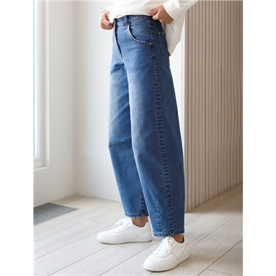 Джинсы Baggy с декоративной стиркой сз эластичного денима