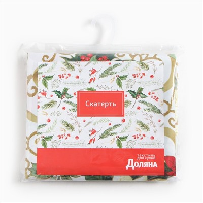 Скатерть новогодняя Доляна «Праздничные украшения» 145×300 см, 100% п/э