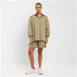 Костюм женский (рубашка, шорты) MINAKU: Oversize, зелёный, размер 44
