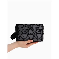 Косметичка Black beauty, с ручкой, на молнии, чёрная