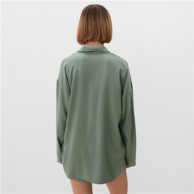 Костюм женский (рубашка, шорты) MINAKU: Casual Collection, оливковый, размер 40