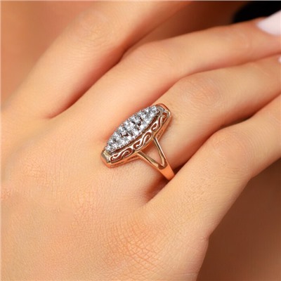 Кольцо 17 р ювелирная бижутерия коллекция "Дубай", покрытие позолота, вставка: фианиты, цвет: прозрачный, арт.314.941-17