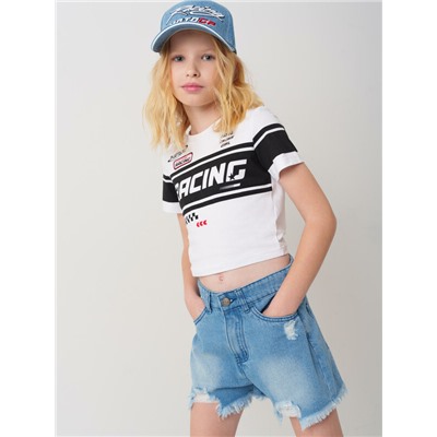 Шорты текстильные джинсовые для девочек