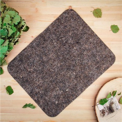 Коврик - сидушка для бани и сауны, 47×37 см, шерсть 30%, полиэфир 70%, тёмный, «Добропаровъ»