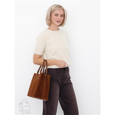 Сумка женская кожаная 1019M brown Polina&Eiterou