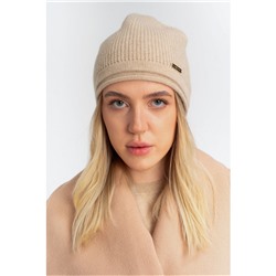 Шапка из 100% кашемира бежевого цвета