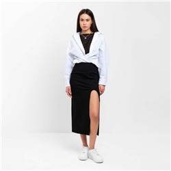 Юбка с вырезом миди женская MIST, размер 42, чёрная