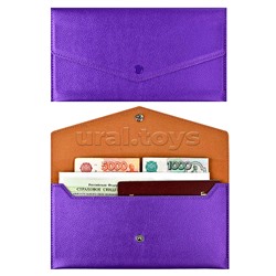 Органайзер-папка для путешествий Наппа фиолетовый металлик 227х110 мм, блинтовое тиснение, 1 отделен