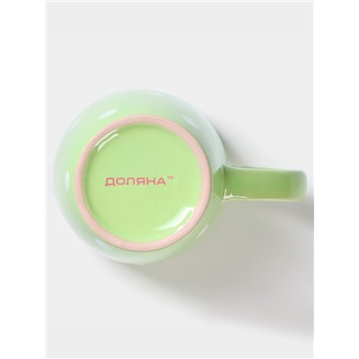 Кружка Доляна «зелёное Горох», 360 мл, керамика, зелёная
