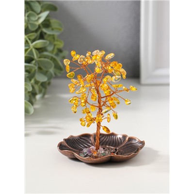 Подставка под благовония «Дерево на цветке», жёлтый, 72 камня, 9×9×13.5 см