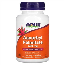 Now Foods, аскорбил пальмитат, 500 мг, 100 растительных капсул