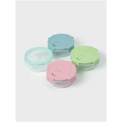 Контейнер Доляна Cook and Freeze, 370 мл, 13.5×6 см, с крышкой, жаропрочное стекло, МИКС