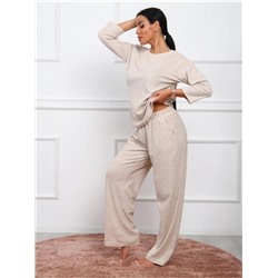 Костюм женский махровый с брюками палаццо КЖ017 (Бежевый)