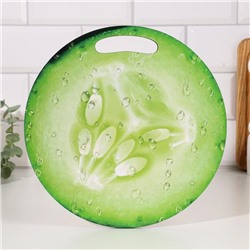 Доска разделочная сувенирная «Огурец в разрезе», 25.5 см, круглая