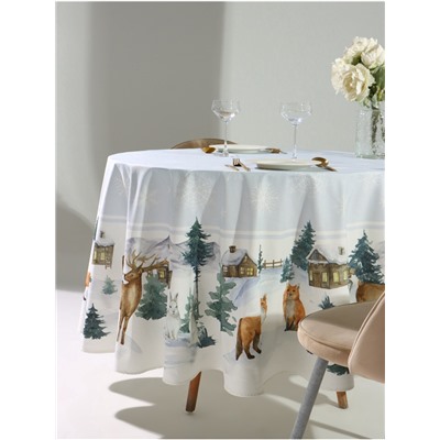 УЦЕНКА Скатерть Этель «Forest animals» d=215 ± 3 см с ГМВО, 100%хл, саржа 190 г/м²