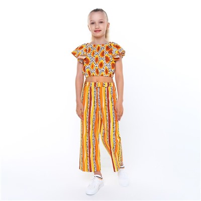 Комплект для девочки, цвет белый/оранжевый, рост 116 см