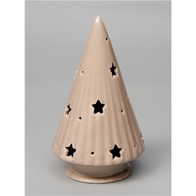 Светодиодная фигура «Ёлочка бежевая», 16.7×9.7×9.7 см, 1 LED, керамика, от батареек LR44×3, тёплый белый свет