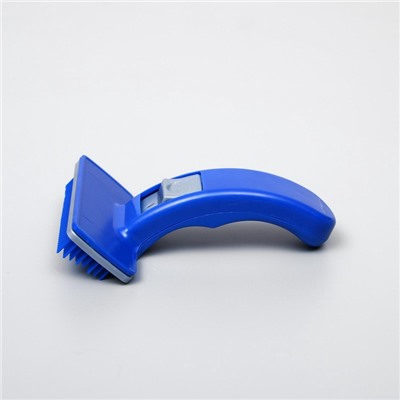 Пуходёрка, 10×15 см, с самоочисткой, пластик, синяя