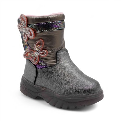 Ботинки на меху XV481-1-2 темно серебряные