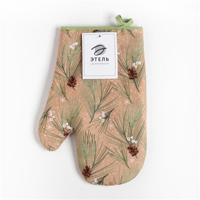 Варежка-прихватка новогодняя "Spruce branches" 20х28см, 100% хлопок, саржа 190 гр/м2, ватин 250г/м2
