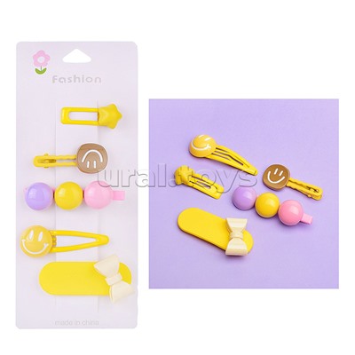 Набор заколок для волос "Смайлики" в пакете