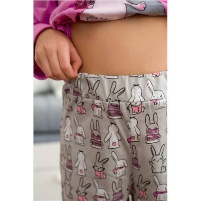 Пижамный костюм детский П324 (Зайчики/розовый)