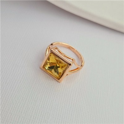 Кольцо 19 р ювелирная бижутерия коллекция "Дубай", покрытие позолота, вставка: фианит, цвет: желтый, арт.414.108-19