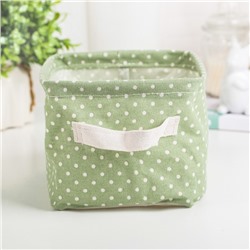 Корзина для хранения с ручками «Горошек», 21×16.5×13 см, цвет зелёный