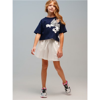 Комплект трикотажный для девочек: фуфайка (футболка), шорты