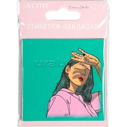 Самоклеящиеся этикетки-закладки "Mentality. Sparkle" пластиковые полупрозрачные, 76x76 мм, голубые