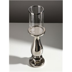 Подсвечник на 1 свечу «Аванти», керамика, стекло, d=8 см, серебро, 10×10×40.5 см