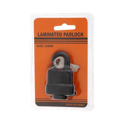 Замок навесной LOCKLAND, 30 мм, влагозащищенный, короткая дужка, 2 ключа, цвет черный