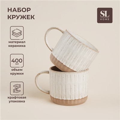 Набор кружек керамических SL Home «Виенто», 400 мл, бежевый